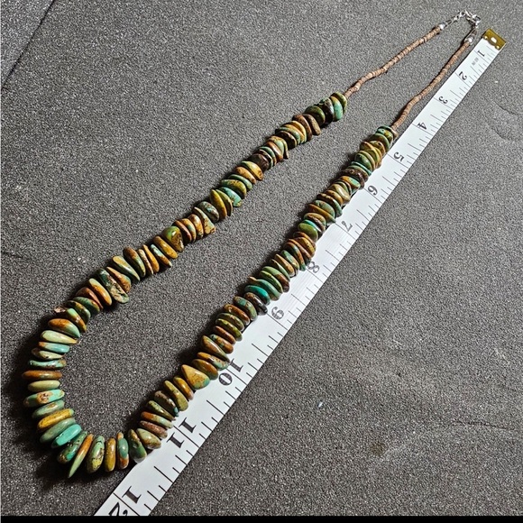 Sterling Silver Native American Disk Beaded Turquoise Necklace 24 Inches Long - Picture 9 of 9